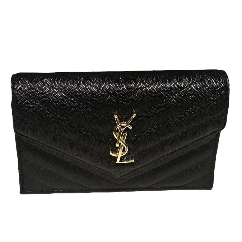 Faux YSL black and gold clutch purse